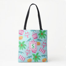 Toalha de Praia com Monograma Preppy e Palmeira