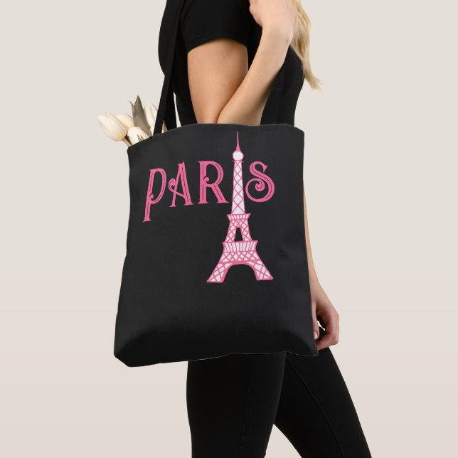 Bolsa Tote Toalha Torre Eiffel de Paris rosa (Close Up)