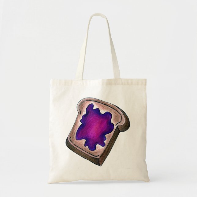 Bolsa Tote Toast w/ Grape Jelly Jam Breakfast Comida (Frente)