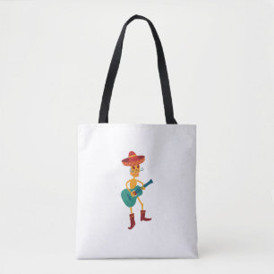 Bolsa Tote Toca violão esqueleto festivo