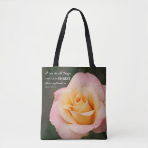 Bolsa Tote Todas as coisas através do Rosa Cristo Philippians