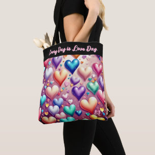 Bolsa Tote Todo Dia é Dia do Amor - Corações Borbulhantes Pas