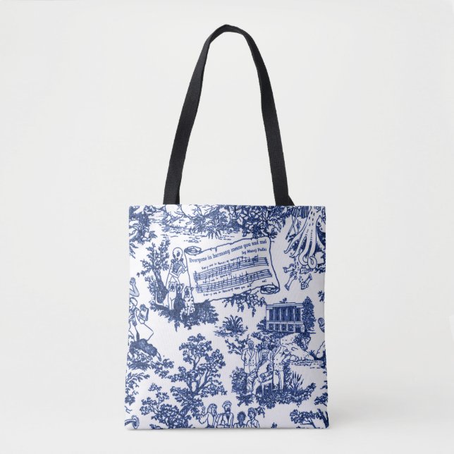 Bolsa Tote Todos em Harmony Toile de Jouy (tinta índigo) (Frente)