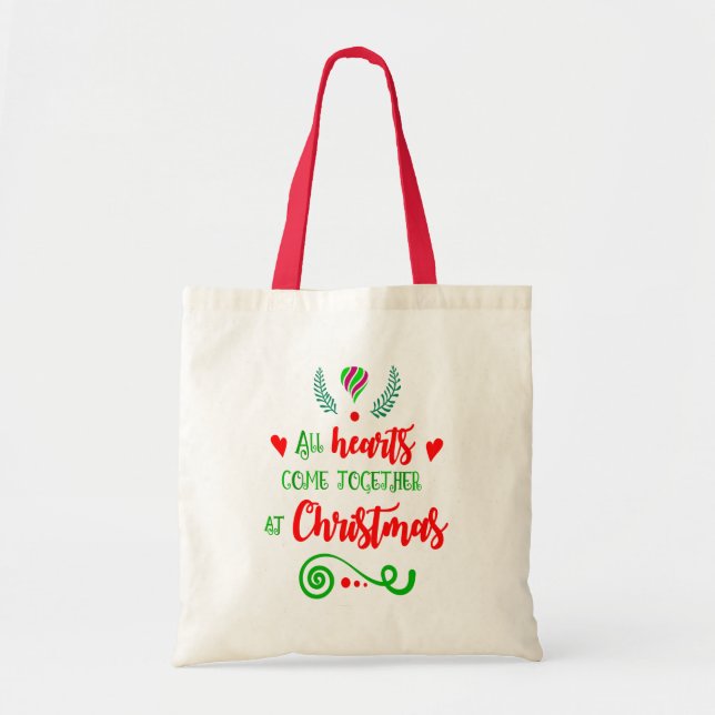 Bolsa Tote Todos Os Corações Se Juntam No Feriado De Natal, Z (Frente)