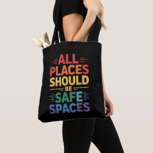 Bolsa Tote Todos Os Lugares Devem Ser Espaços Seguros LGBTQ O