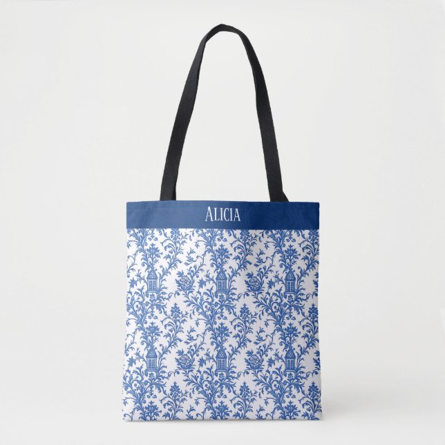 Bolsa Tote Toile de Flor Azul (Frente)