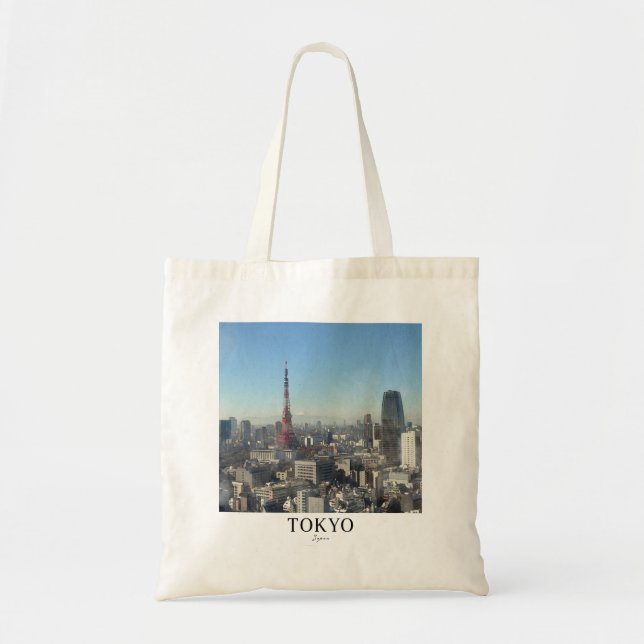 Bolsa Tote Tokyo Tower Watercolor Travel Poster Tote Bag  (Frente)