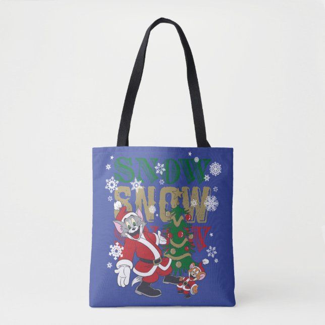 Bolsa Tote Tom e Jerry Santas Pela Árvore (Frente)