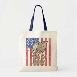 Bolsa Tote Tom & Jerry com bandeira dos E.U.
