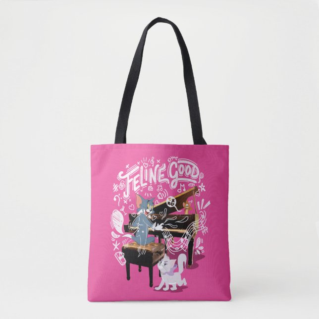 Bolsa Tote Tom & Jerry Tocam Piano - Felino Bom (Frente)