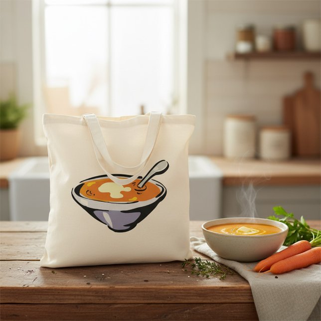 Bolsa Tote Tomate Soup Bowl com Spoon (Criador carregado)