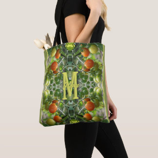 Bolsa Tote Tomates Cereja com Monograma Inicial Personalizado