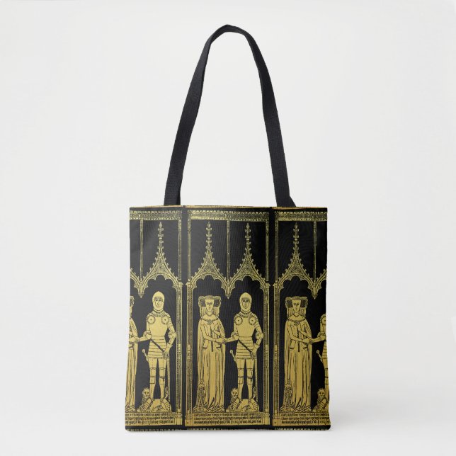Bolsa Tote Tomb Medieval Brass Rubbing Knight, Lady e Criança (Frente)