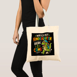 Bolsa Tote Tome Cuidado Jardim de Infância Aqui Vou Eu Dino