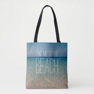 Bolsa Tote Tome-me à areia do oceano do céu azul da água do
