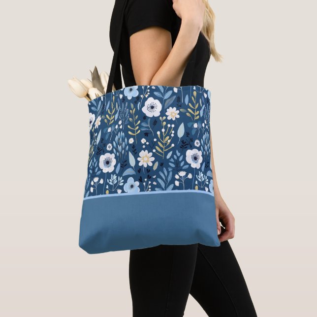 Bolsa Tote Tonalidade de Azul, Branco, Amarelo Bloqueio de Co (Close Up)