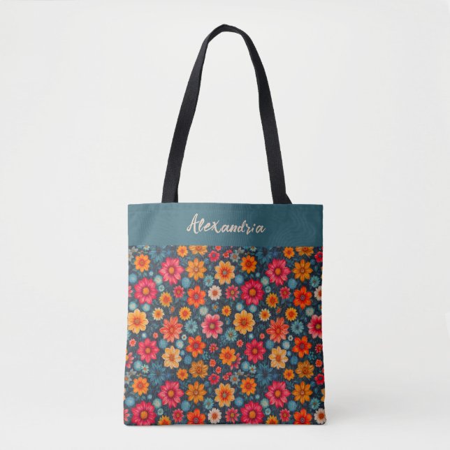 Bolsa Tote Tons de Açafrão e Azul (Frente)