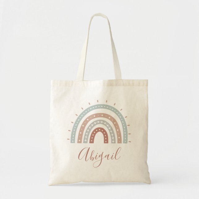 Bolsa Tote Tons de Terra Pastel Suave Boho Personalizados (Frente)