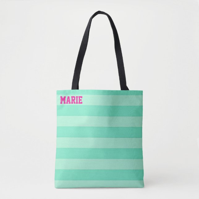Bolsa Tote Tons de verde Teal personalizados para Compras (Frente)