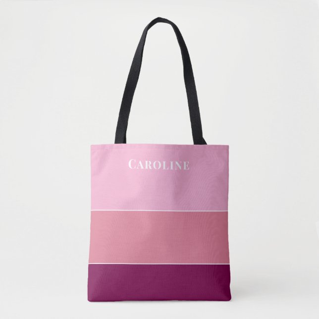 Bolsa Tote Tons Modernos de Rosa Nome Personalizado (Frente)
