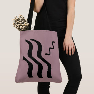 Bolsa Tote Tons Rosa Ondas Pretas Desenho Asteca