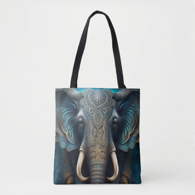 Bolsa Tote Toque de Aquarela do Elefante Místico (Frente)