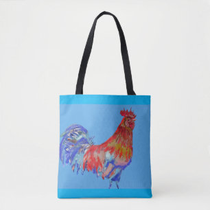 Bolsa Tote Toque de Aquarela Vermelha e Azul