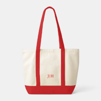 Bolsa Tote Toque de Canvas do Monograma Vermelho Personalizad