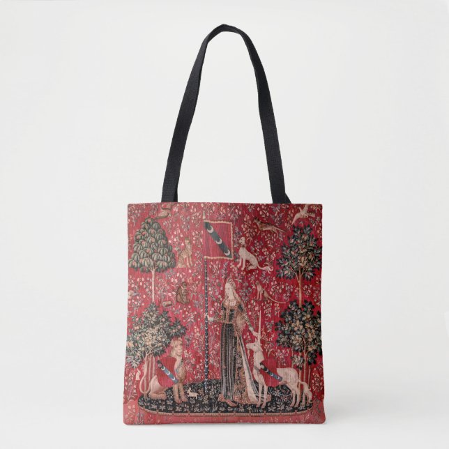 Bolsa Tote Toque de Lady e Unicórnio Medieval (Frente)