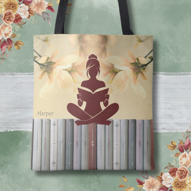 Bolsa Tote Toque de Leitor Pacífico para Livro Lover Amarelo (Peaceful Reader Tote Bag for Book Lover)