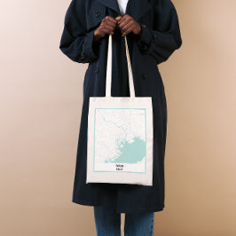 Bolsa Tote Toque de mapa de cidade de Tóquio, branco e azul m
