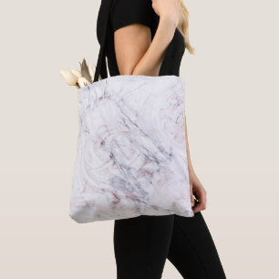 Bolsa Tote Toque de Mármore Cinza Branco Rosa Chic Moderno
