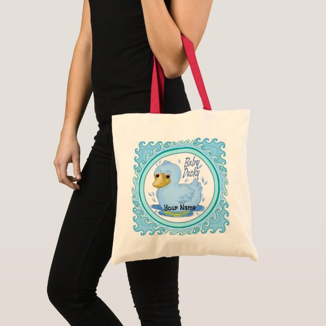 Bolsa Tote Toque de Pato de Borracha Azul (Frente (produto))