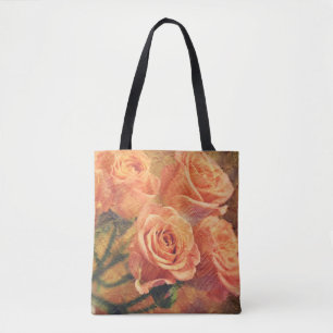Bolsa Tote Toque de Rosa de Arte Laranja Peach