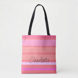 Bolsa Tote Toques rosa de nome personalizado