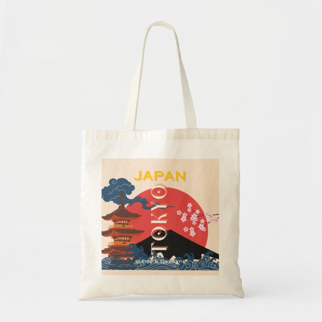 Bolsa Tote Tóquio Japão Viagem Art, Retro-Viagem Art (Frente)