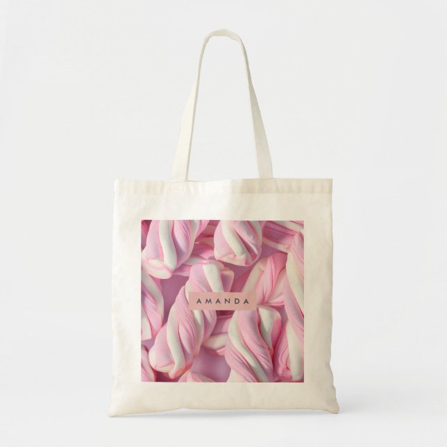 Bolsa Tote Torção de Marshmallow Rosa Personalizada (Frente)