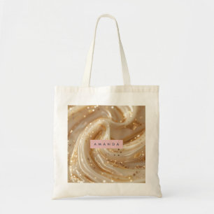Bolsa Tote Tornada Pessoal Creme Caramelo Dourado Redemoinho