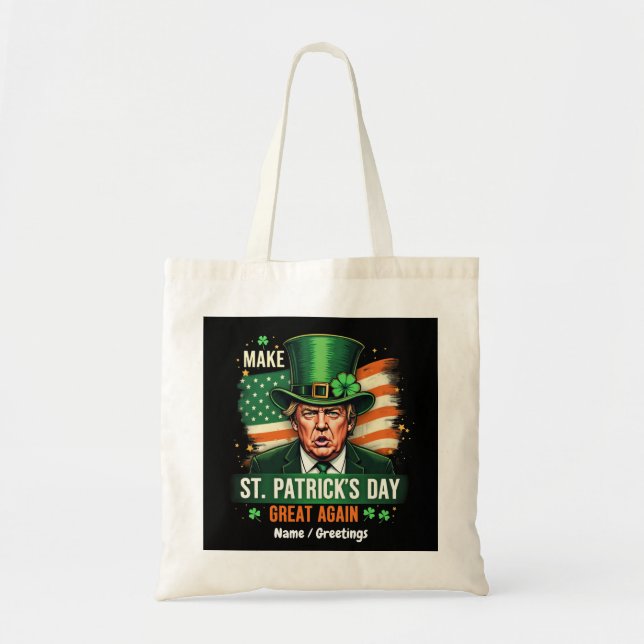Bolsa Tote Torne o Dia de São Patrício Grande Novamente Ameri (Frente)
