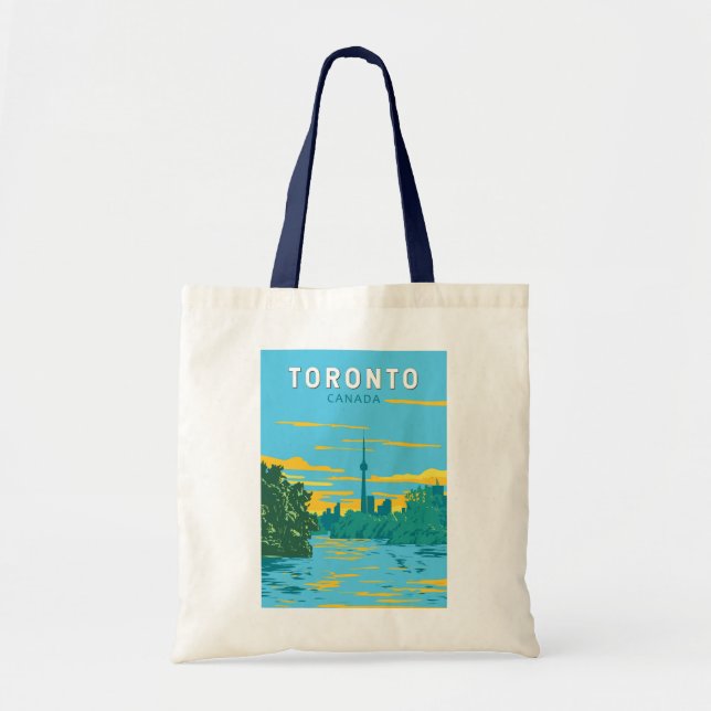 Bolsa Tote Toronto Canada Viagem Art Vintage (Frente)