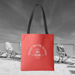 Bolsa Tote Torrada Nas Encostas Après Ski Club Retro Vermelho