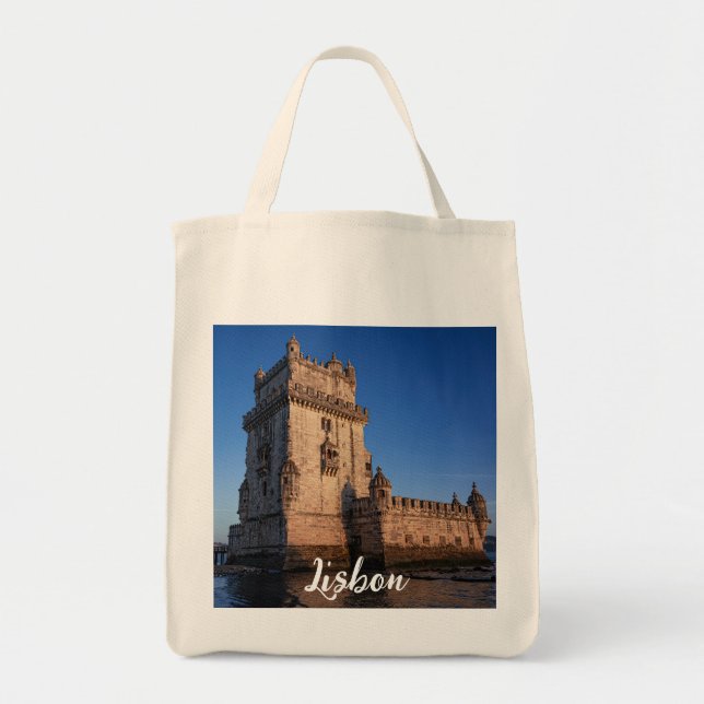 Bolsa Tote Torre de Belem ao pôr do sol em Lisboa, Portugal (Frente)