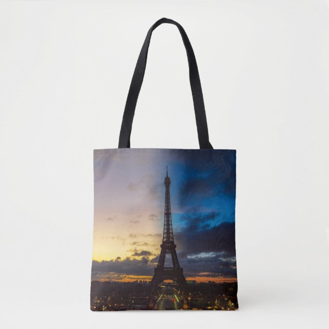Bolsa Tote Torre Eiffel de Trocadero durante a noite (Frente)