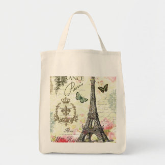 Bolsa Tote torre Eiffel moderna do francês do vintage