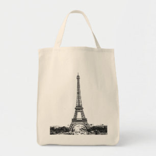 Bolsa Tote Torre Eiffel preto e branco