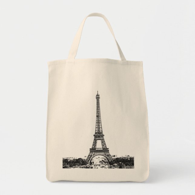 Bolsa Tote Torre Eiffel preto e branco (Frente)