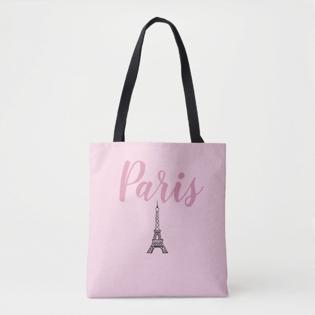 Bolsa Tote Torre Eiffel Rosa de Paris Presente (Frente)