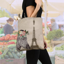Bolsa Tote Torre Zebra rico e Eiffel