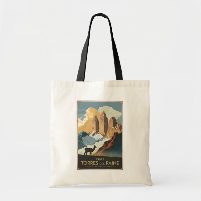 Bolsa Tote Torres del Paine Chile Illustration Travel Art (Frente)