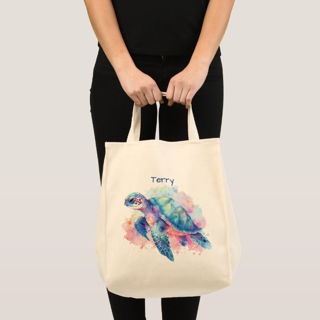 Bolsa Tote Tortoise e baleia personalizadas (Frente (produto))